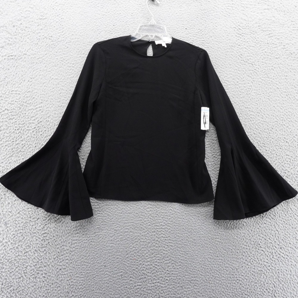 FRAME Women Black Bell Sleeve Round Neck Blouse Top XXS OP24WBL001 New‎
